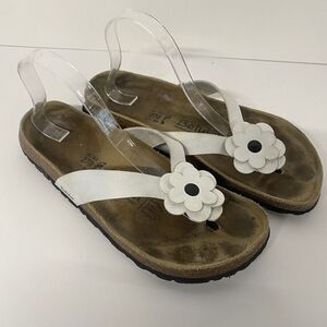 Birkenstock Sandals Women Size 11-11.5 / EU 42 Betula White Floral Thong 3853